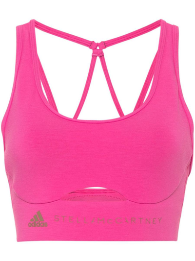 Adidas By Stella Mccartney Logo Sports Bra In Pink