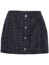 Alessandra Rich Women Sequin Checked Tweed Mini Skirt In Blue