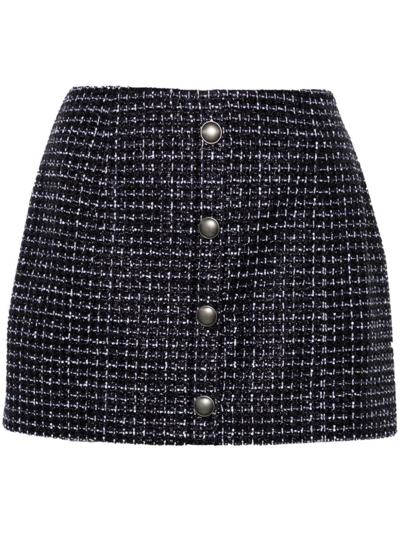 Alessandra Rich Sequin Checked Tweed Mini Skirt In Azul