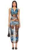 Superdown Elara Ruched Dress In 蓝色