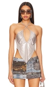 Superdown Devon Halter Top In 银色