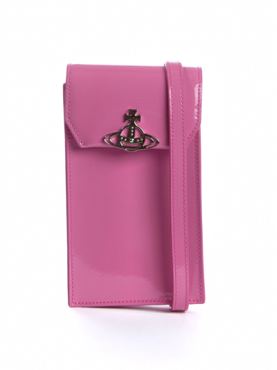 Vivienne Westwood Women's Shiny Phone Bag Pink In Brown