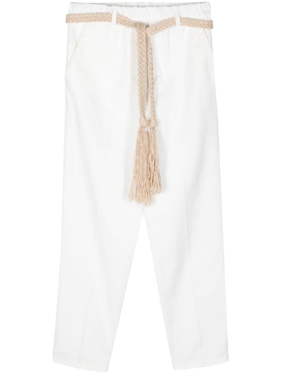 Alysi Cotton Cropped Trousers In White