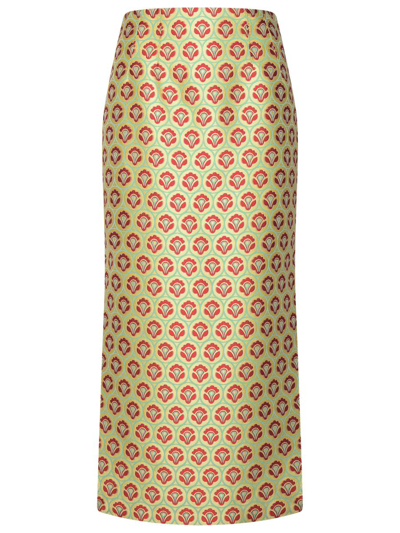 Etro Floral-jacquard Pencil Skirt In Yellow