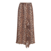 Ganni Leopard Pleated Georgette Midi Flounce Skirt In Almond Milk