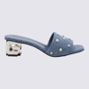 GIVENCHY GIVENCHY MEDIUM BLUE DENIM G CUBE MULES