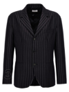 Off-white Pinstriped Blazer With Structured Silhouette In Blue