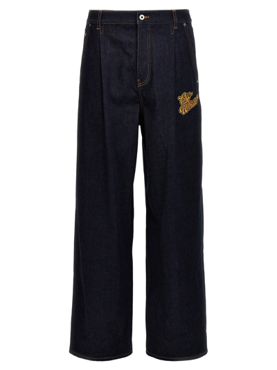 Off-white Baggy Tapered Jeans In Blue,gold