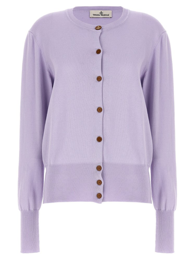 Vivienne Westwood Orb-embroidered Cotton Cardigan In Purple