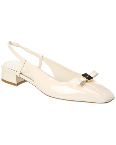 Ferragamo Marlina Patent Slingback Flat In White