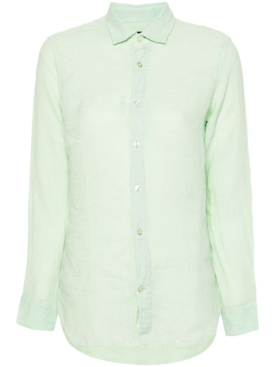 Peuterey Button-up Linen Shirt In Green