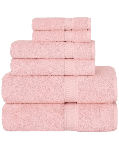 Linum Home Textiles 6pc Turkish Cotton Sinemis Terry Towel Set In Pink
