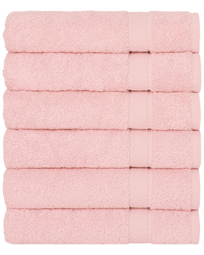 Linum Home Textiles Set Of 6 Turkish Cotton Sinemis Terry Hand Towels In Pink
