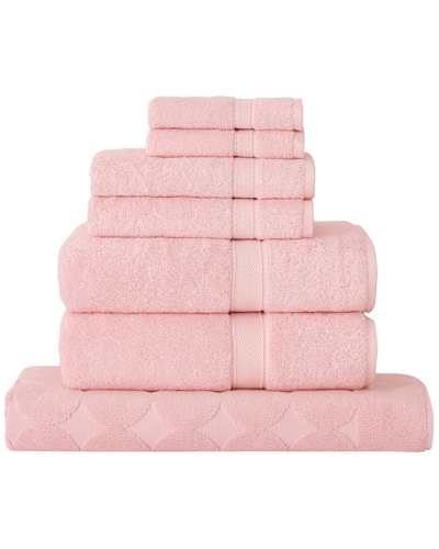 Linum Home Textiles 7pc Turkish Cotton Sinemis Terry Towel Set In Pink