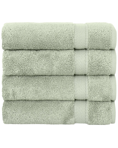 Linum Home Textiles Set Of 4 Turkish Cotton Sinemis Terry Hand Towels In Green