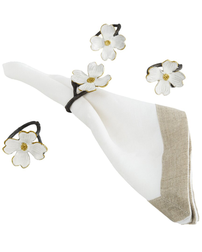 Michael Aram Set Of 4 Dogwood Napkin Rings In White