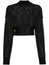 Rick Owens Black Round Collar Polyester Bomber In Black