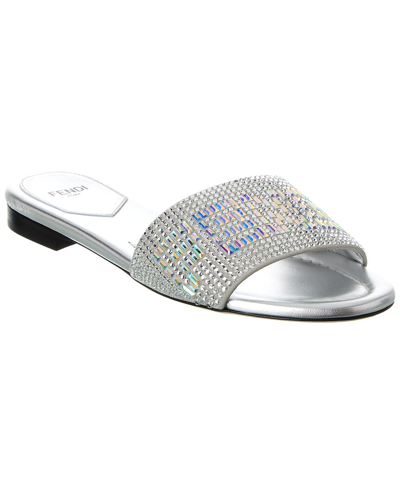 Fendi Leather Slides In Silver