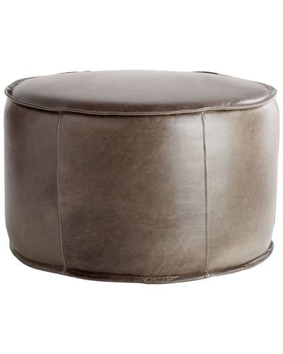 Cyan Design Lusso Round Leather Pouf In Brown