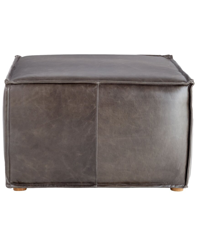 Cyan Design Lusso Square Leather Pouf In Brown