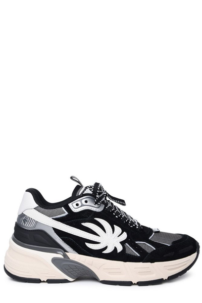 Palm Angels The Palm Runner皮革运动鞋 In Black,grey