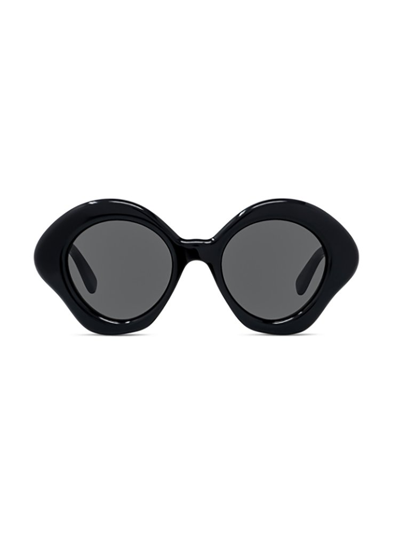 Loewe Curvy 49mm Small Geometric Sunglasses In Black/gray Solid