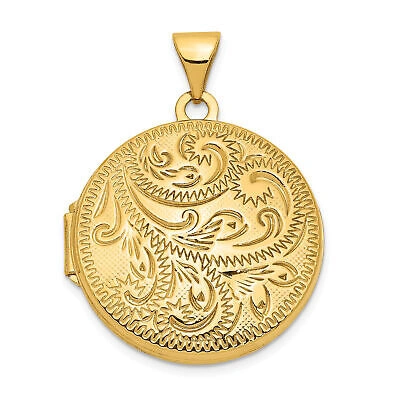 Pre-owned Bijou 14ky 20mm Round Scroll Hand Engraved Locket Xl561 In Yellow