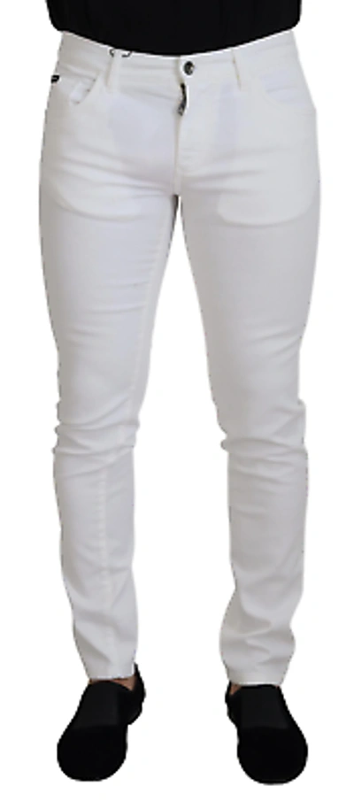 Pre-owned Dolce & Gabbana White Slim Skinny Stretch Cotton Denim Jeans