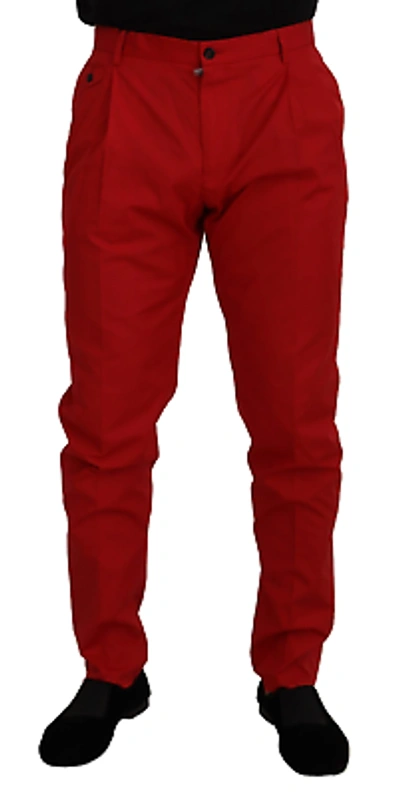 Pre-owned Dolce & Gabbana Elegant Slim Fit Crimson Chinos In Red