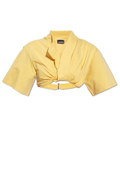 Jacquemus Wrap Cropped Top In Giallo