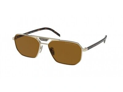 Pre-owned Prada Sunglasses Pr 58ys Zvn5y1 Gold Brown Man
