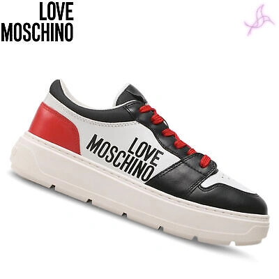 Pre-owned Moschino Sneakers Love  Ja15274g1giab Woman White 135837 Shoes Original Outlet