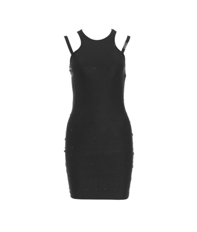 Versace Jeans Couture Embellished Straight Hem Mini Dress In Black