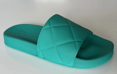 Pre-owned Bottega Veneta $420  Womens Matt Rubber Green Slides Sandals 10 (40) 640051