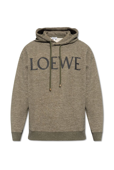 Loewe Oversized Drawstring Hoodie In Green