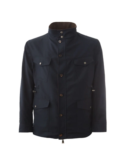 Pre-owned Lardini Blue/brown Reversibile Wool Jacket