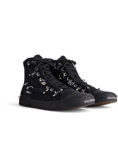 Pre-owned Balenciaga $1250  Men's Paris High Top Sneaker With Piercings Black Eu 42 Us 9