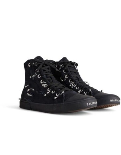 Pre-owned Balenciaga Don't Buy Sold  Men's Paris High Top Sneaker With Piercings Black