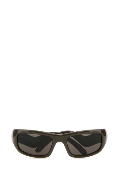 Balenciaga Eyewear Rectangle Frame Sunglasses In Brown