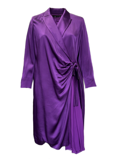 Pre-owned Marina Rinaldi Women's Purple Denise Wrap Dress
