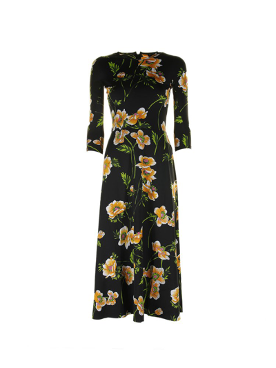 Balenciaga Floral-print Midi Dress In Multi