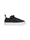 Chloé Lauren Scalloped Logo-detailed Lace And Leather Sneakers In Black  