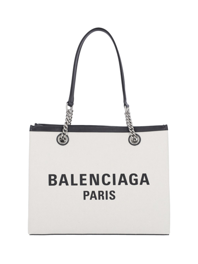 Balenciaga Medium Duty Free Canvas Tote In Beige