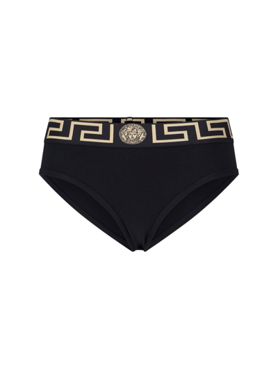 Versace Greek-edge Briefs In Black  