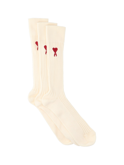 Ami Alexandre Mattiussi Logo Socks Set In White