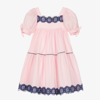 THE MIDDLE DAUGHTER GIRLS PINK & BLUE COTTON TIERED DRESS