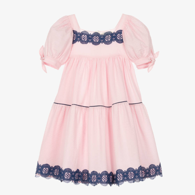 The Middle Daughter Kids' Girls Pink & Blue Cotton Tiered Dress