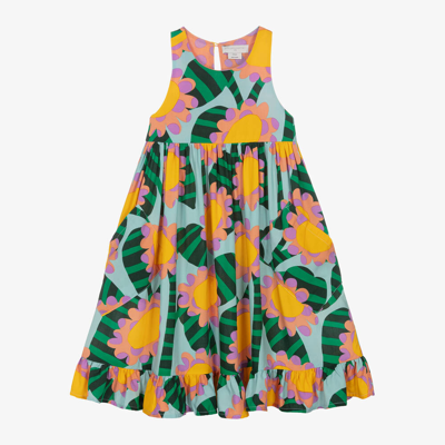 Stella Mccartney Kids Girls Blue Viscose Sunflower Dress