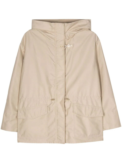 Fay Hook-detail Poplin Parka In Beige