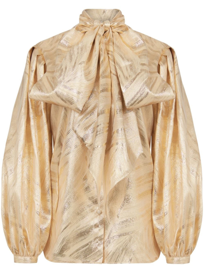 Nina Ricci Pussy-bow Shirt In Gold